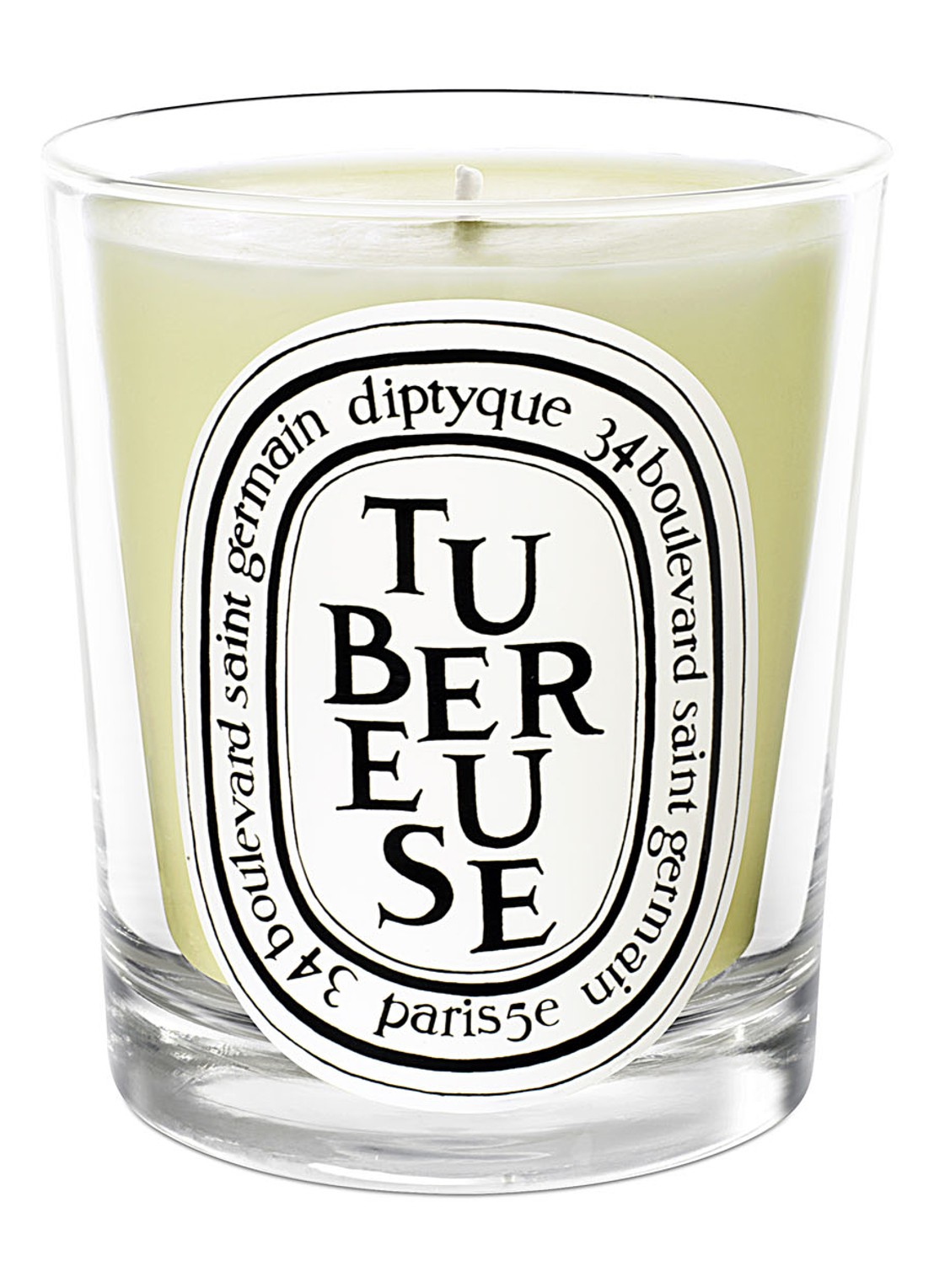 DIPTYQUE Mini Tubereuse Candle - mini geurkaars - voorkant lichtgeel