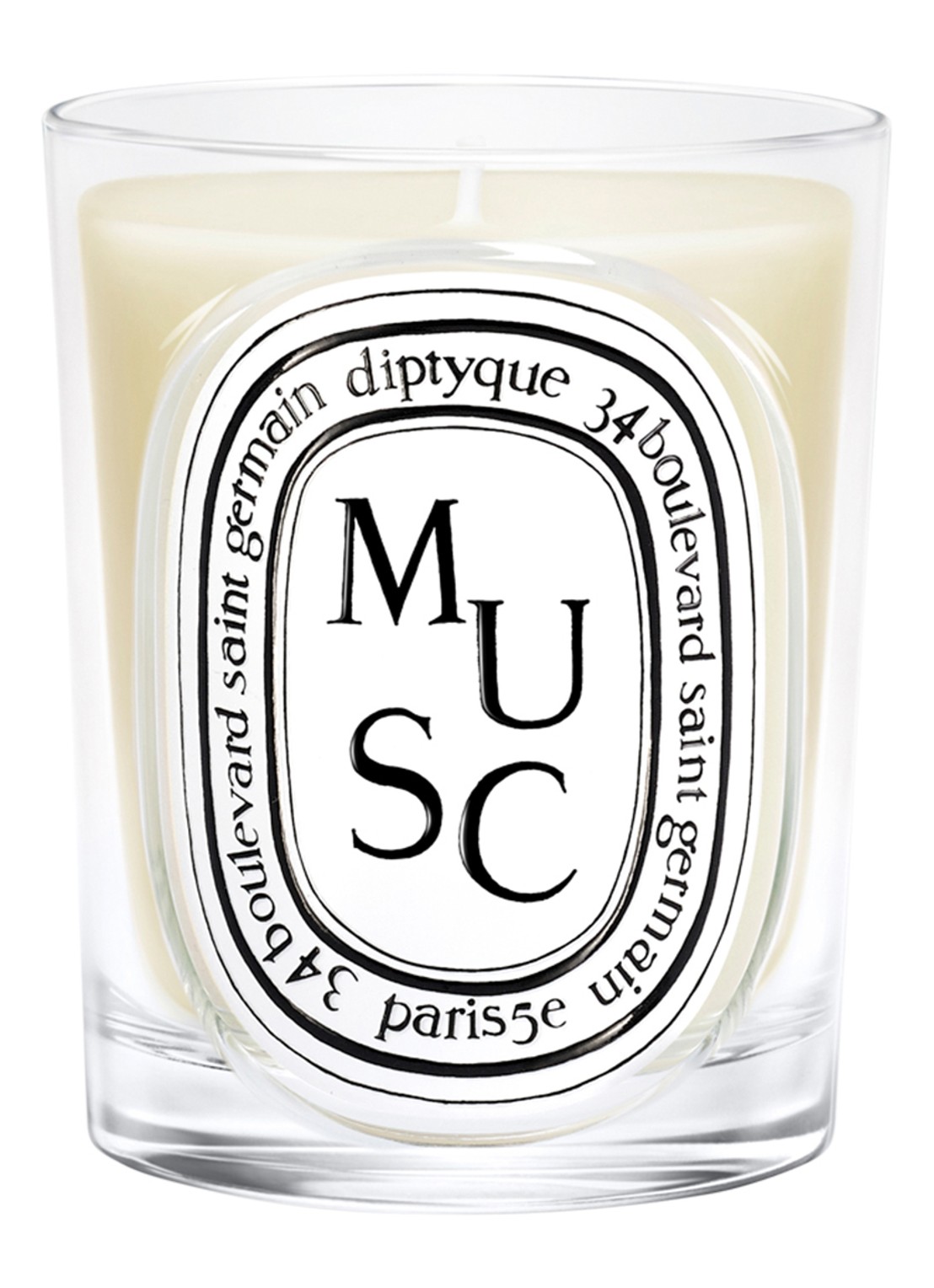 DIPTYQUE Musc Classic geurkaars 190 gram - voorkant beige