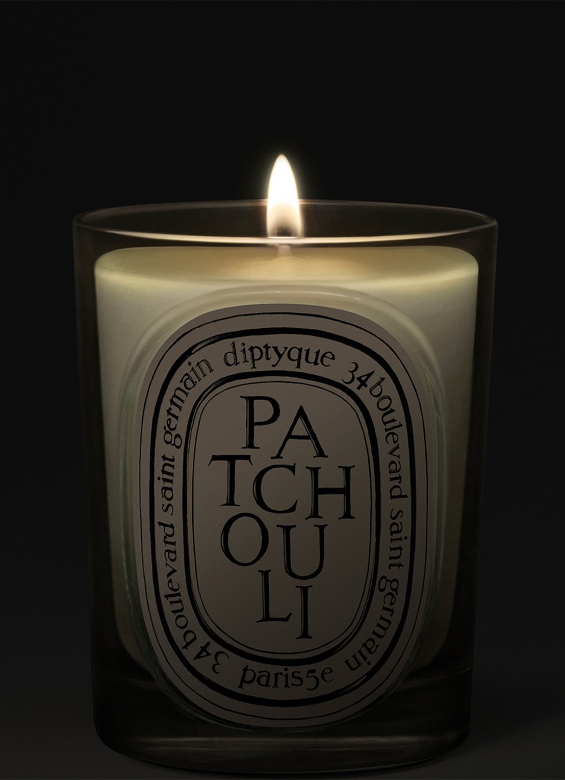 DIPTYQUE Patchouli Classic geurkaars 190 gram - voorkant 3 beige