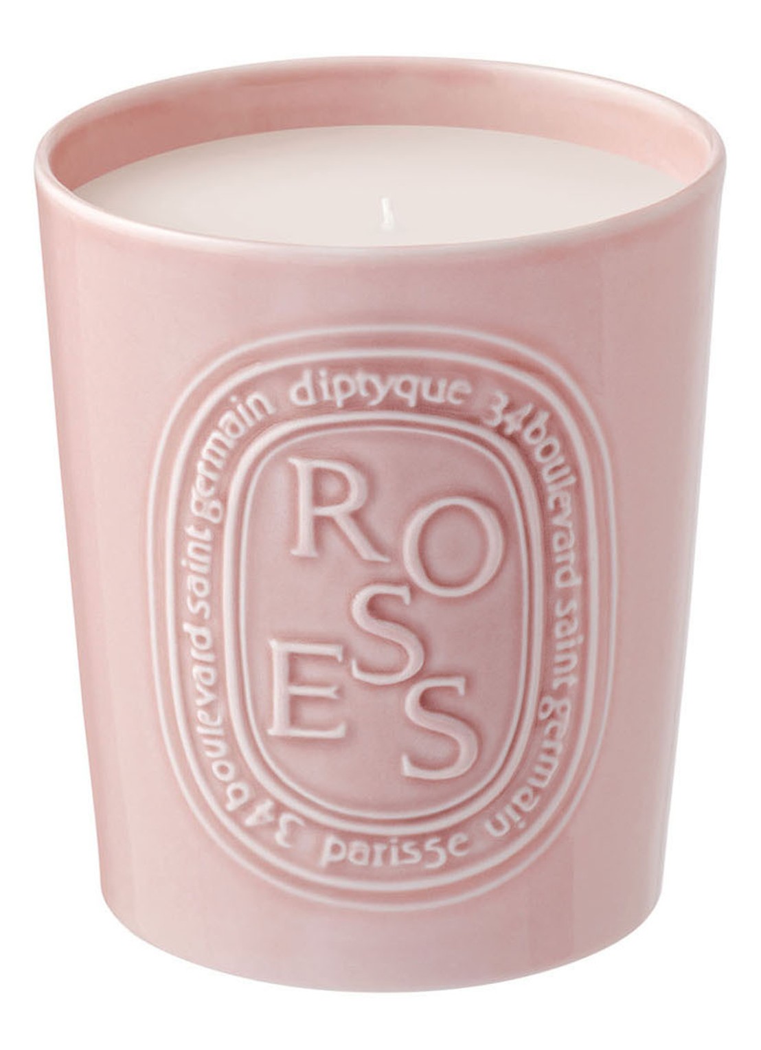 DIPTYQUE Roses Candle - Limited Edition geurkaars 600 gram - voorkant roze