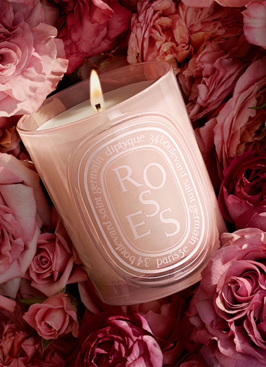 DIPTYQUE Roses geurkaars 300 gram - achterkant beige