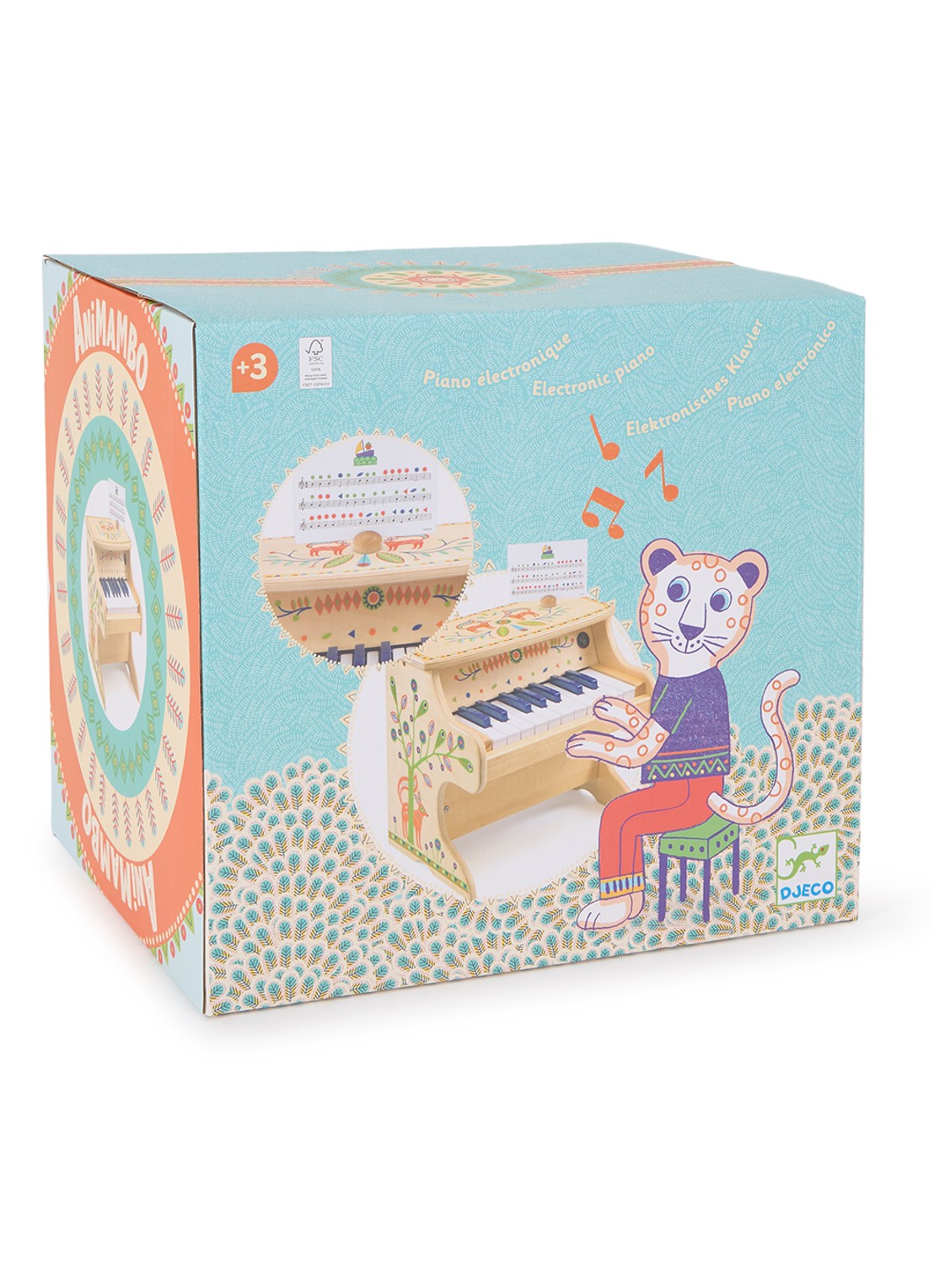 Djeco Animambo Piano van hout - voorkant beige