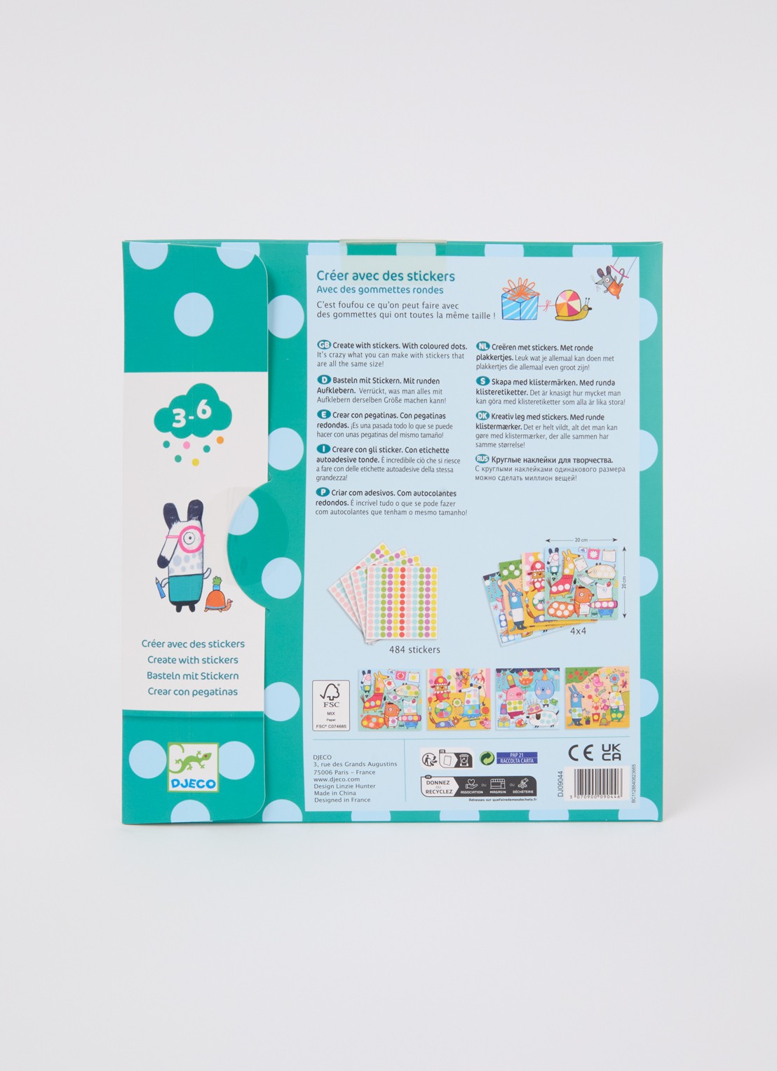 Djeco Creëer met stickers rondjes thema - voorkant 2 zeegroen
