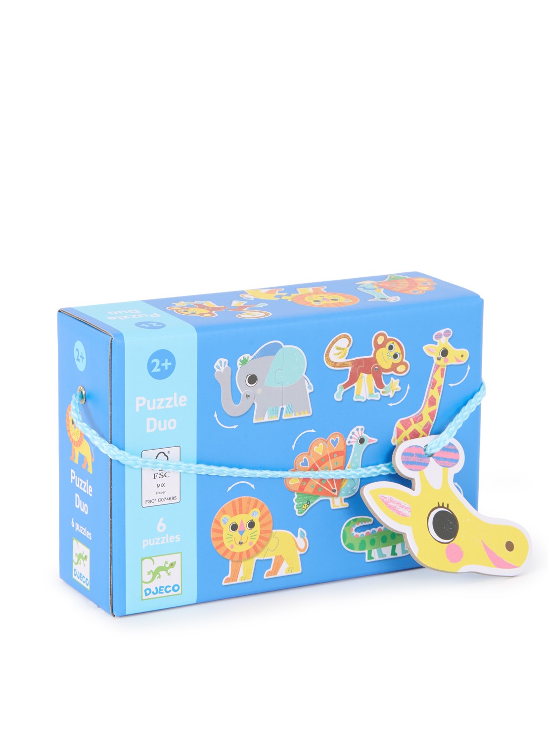 Djeco Dieren duo-puzzel 12 stukjes - voorkant multicolor