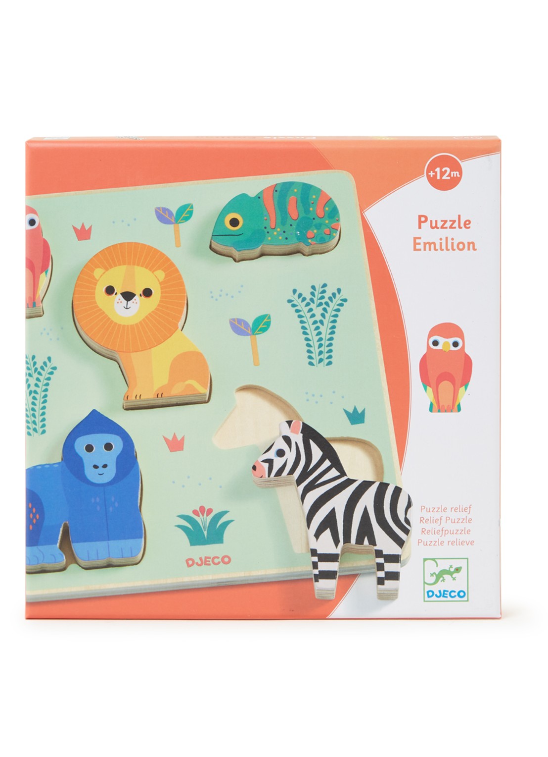 Djeco Emilion voelpuzzel met textuur 5 stukjes - voorkant groen