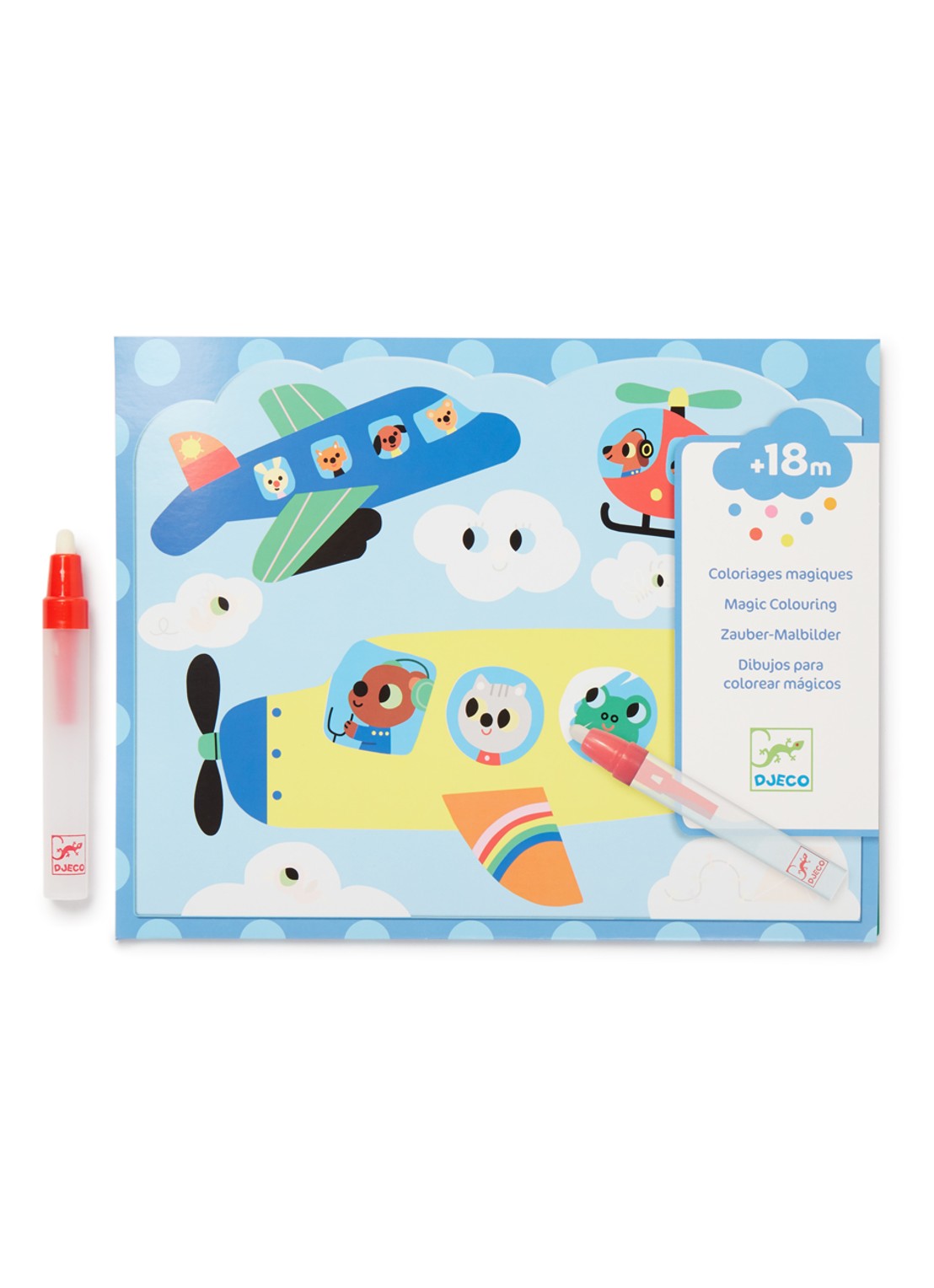 Djeco Magic Colouring Hidden in the Sky knutselboek - voorkant blauw