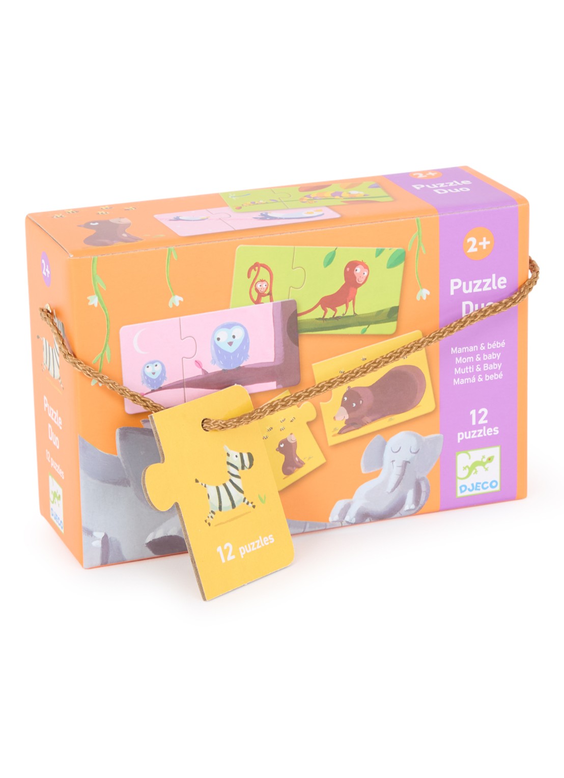 Djeco Mama & Baby duo-puzzel 24 stukjes - voorkant orange