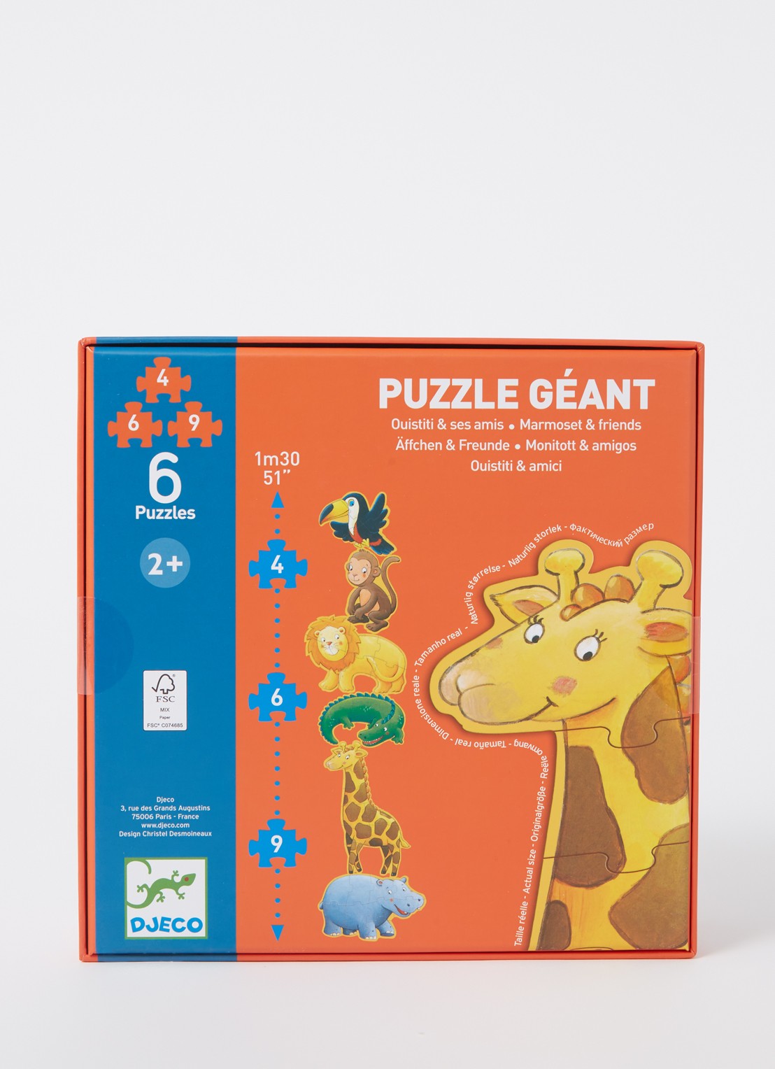 Djeco Ouistiti & Vrienden legpuzzel 6 puzzels - voorkant 2 multicolor