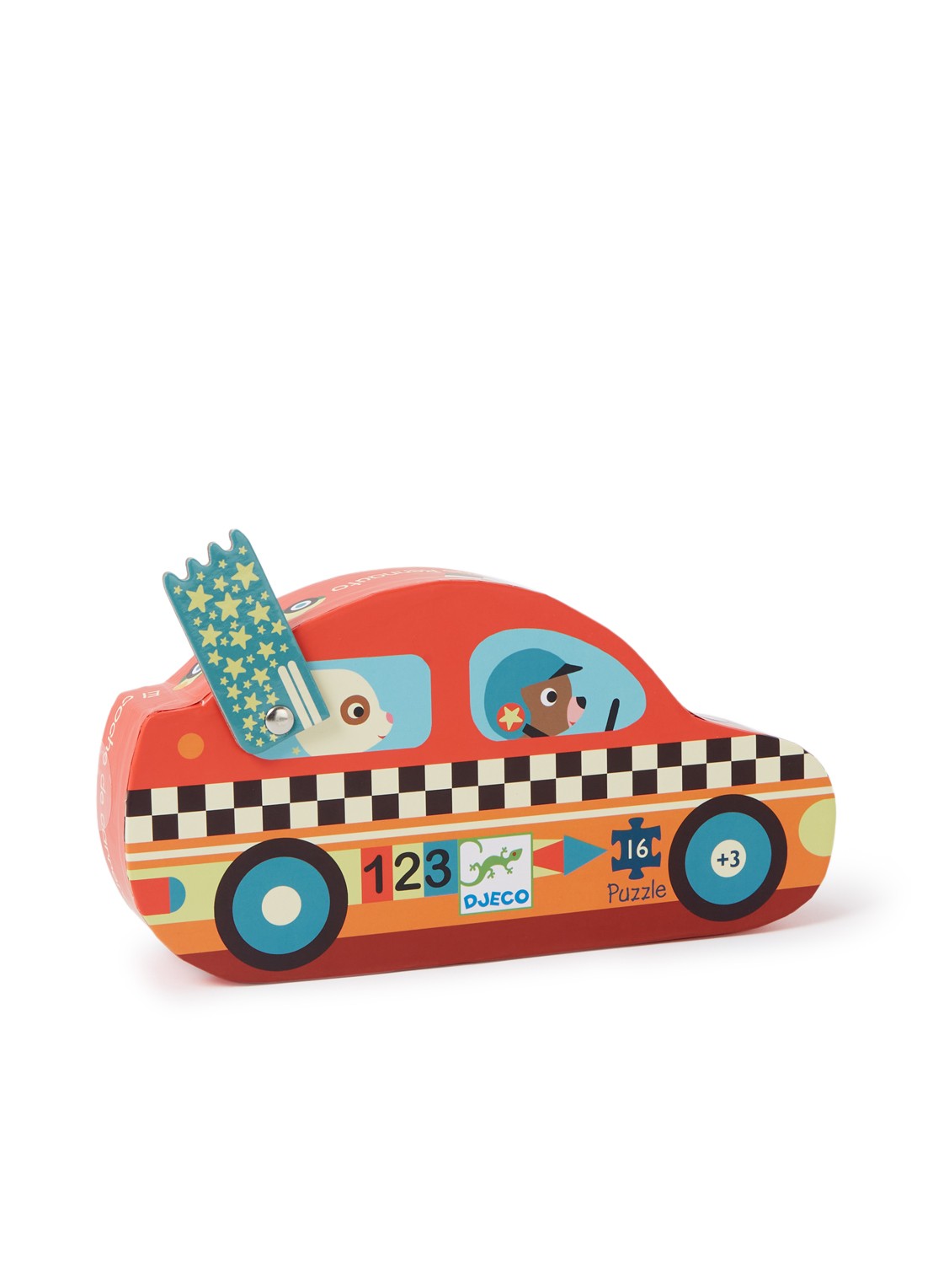 Djeco Race Auto legpuzzel 16 stukjes - voorkant multicolor