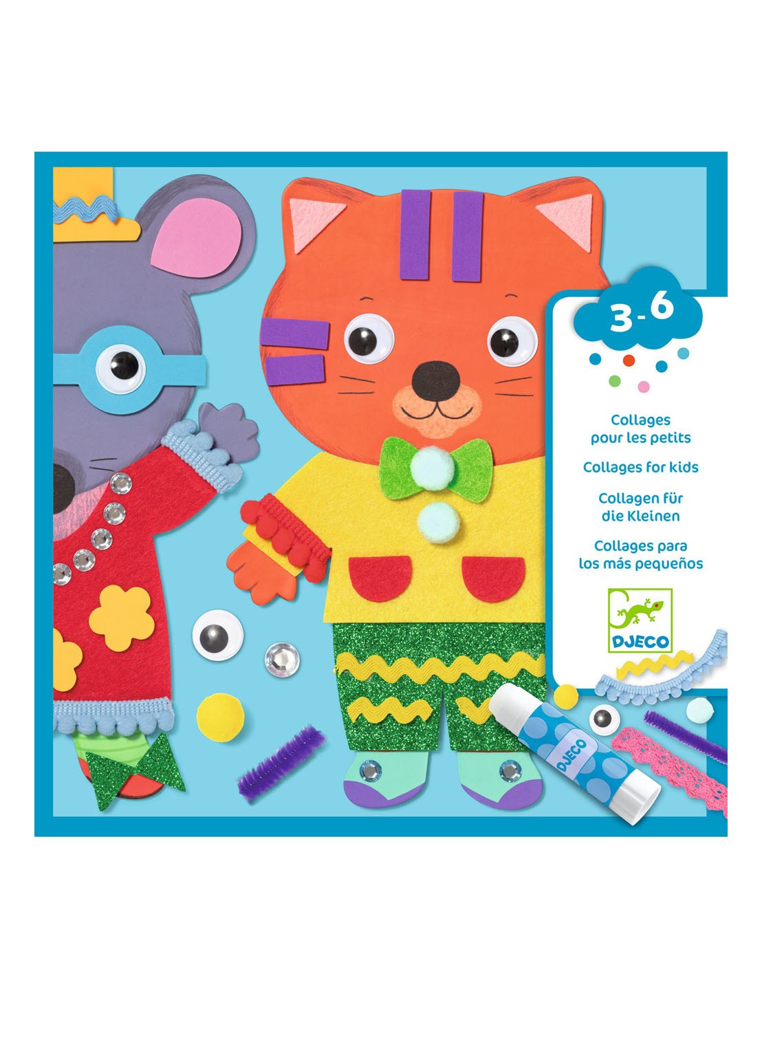 Djeco Schattige Dieren Collages knutselset - voorkant 2 multicolor