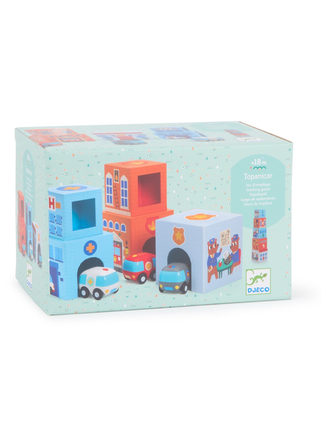 Djeco Topanicar blokken met auto's - voorkant multicolor