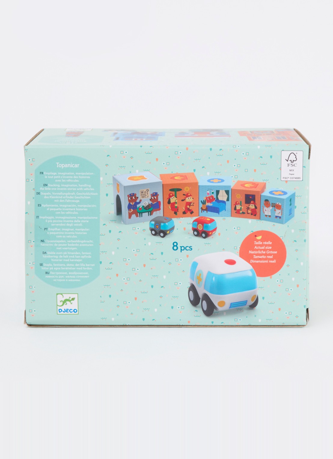 Djeco Topanicar blokken met auto's - voorkant 2 multicolor
