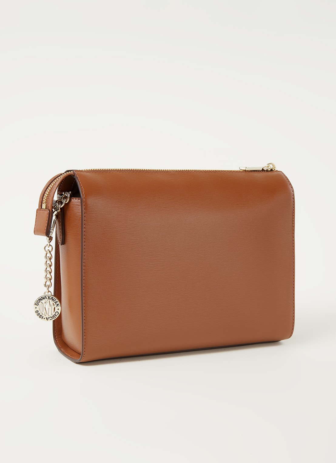 DKNY Bryant Medium crossbodytas van leer - achterkant cognac