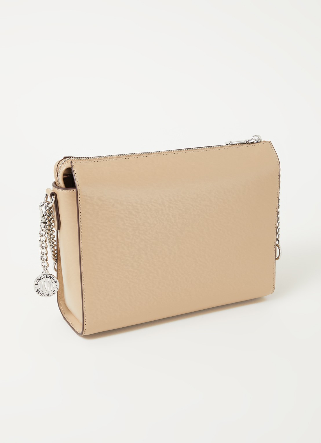 DKNY Bryant Medium crossbodytas van leer - achterkant lichtbruin