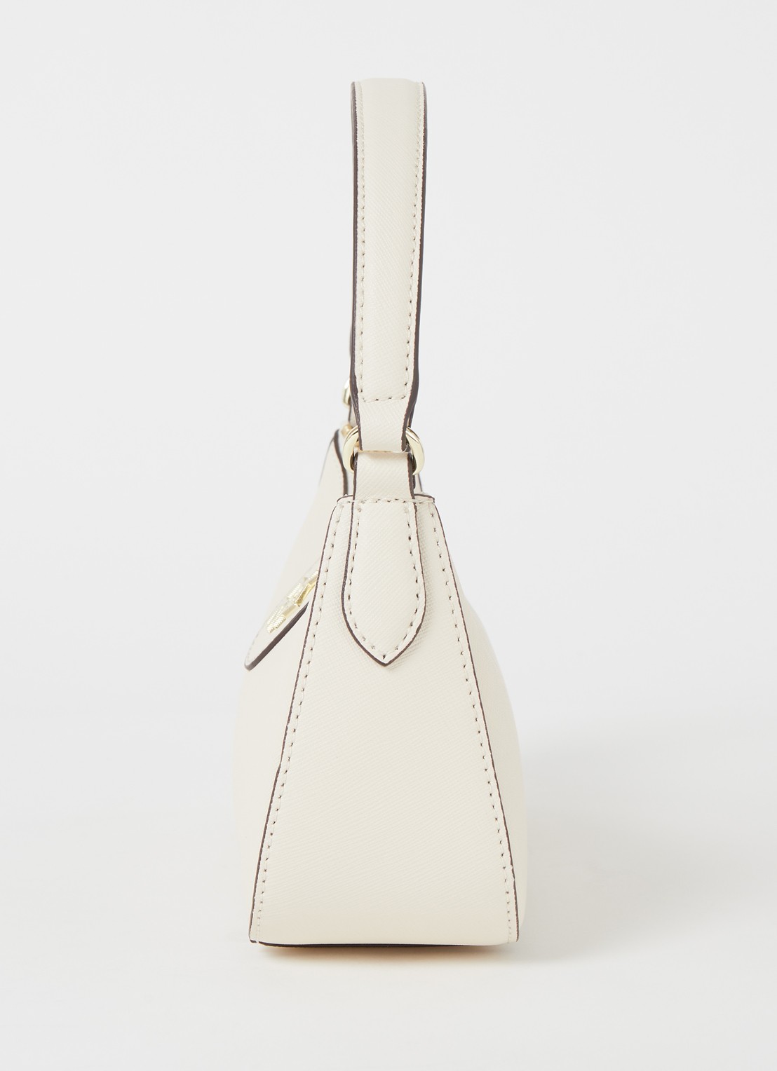 DKNY Carol schoudertas van leer - detail 3 creme