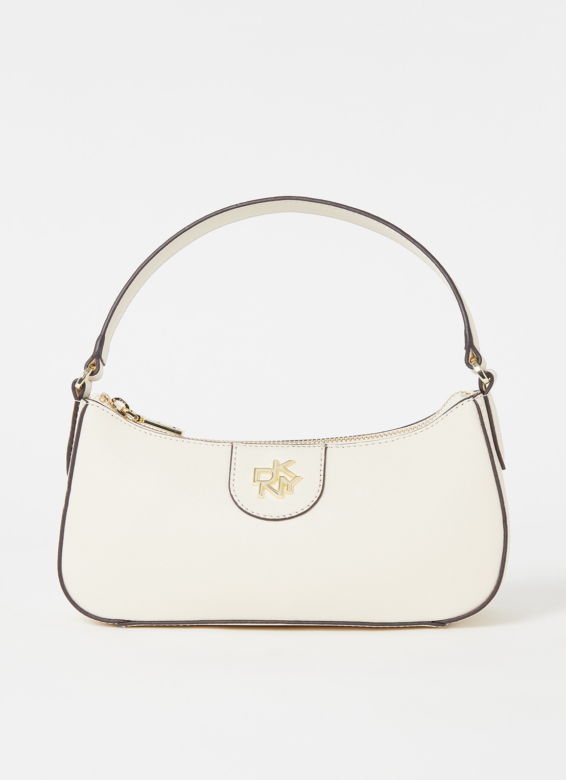 DKNY Carol schoudertas van leer - voorkant creme