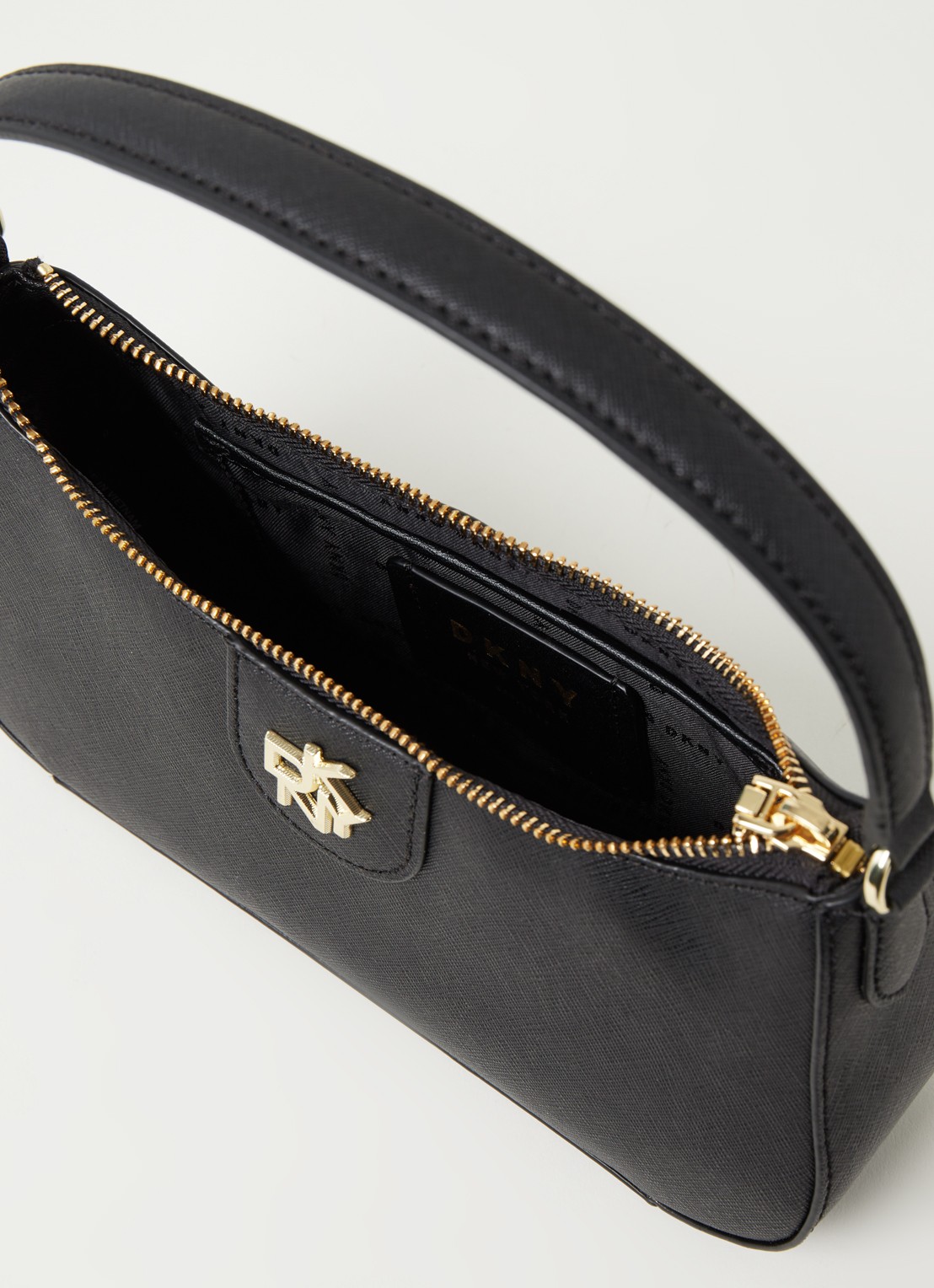 DKNY Carol schoudertas van leer - detail 3 zwart