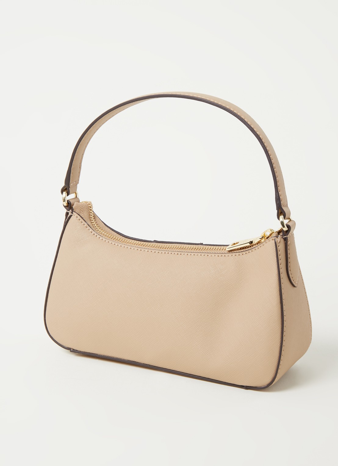 DKNY Carol schoudertas van leer - achterkant donkerbeige
