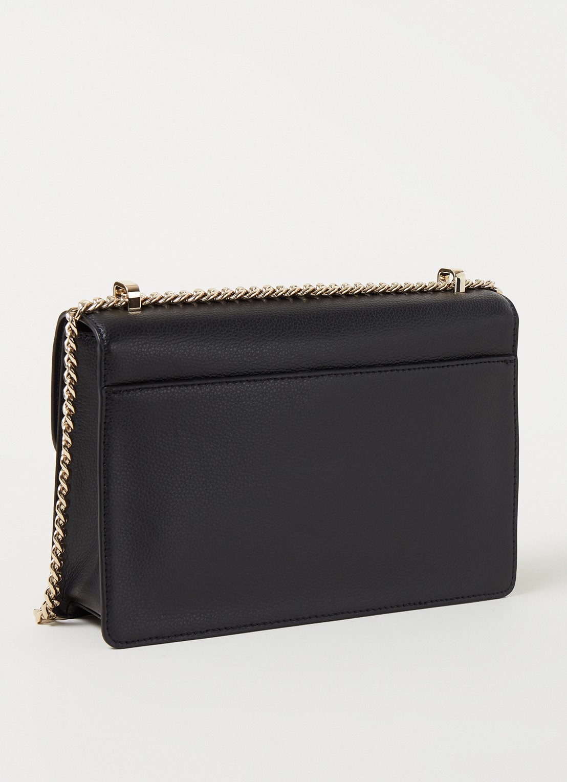 DKNY Elissa Large schoudertas van leer - achterkant 3 zwart