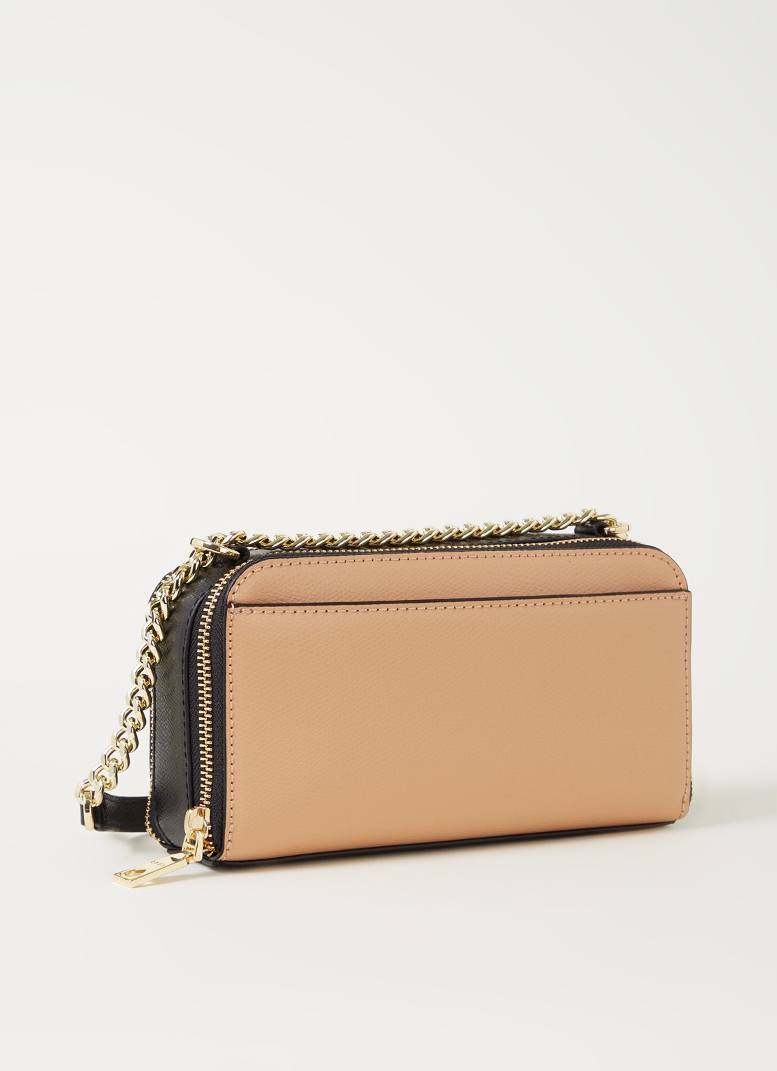 DKNY Felicia crossbodytas van leer - achterkant beige