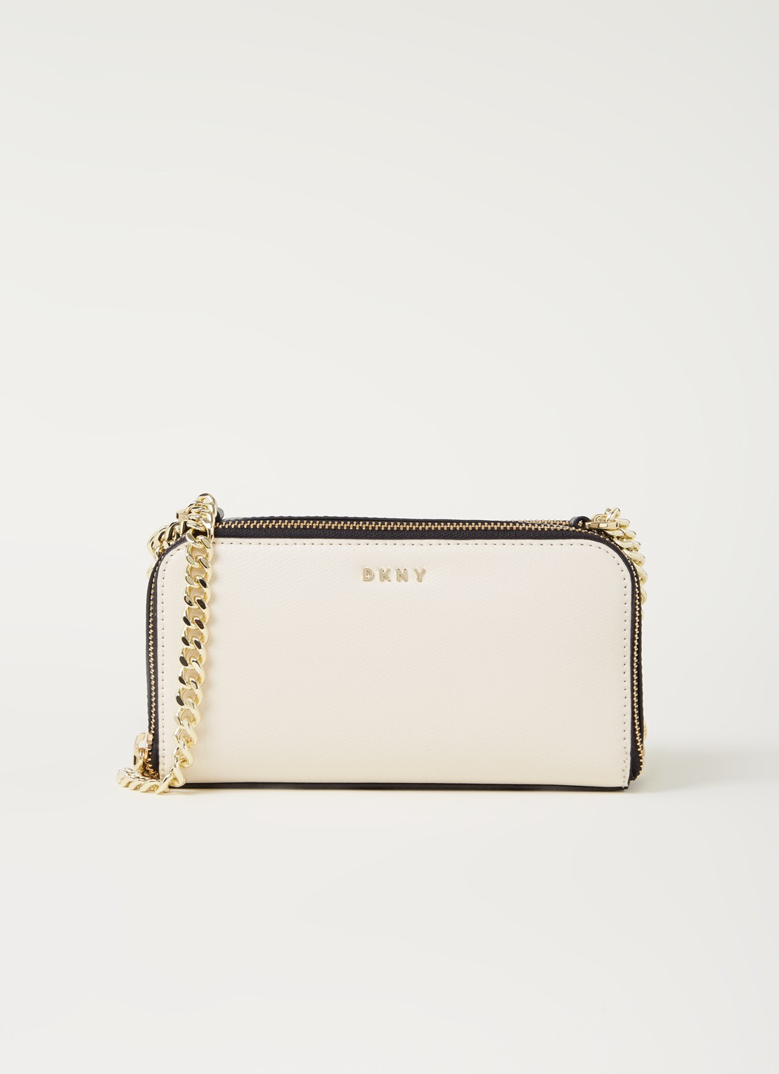 DKNY Felicia crossbodytas van leer - voorkant 4 beige