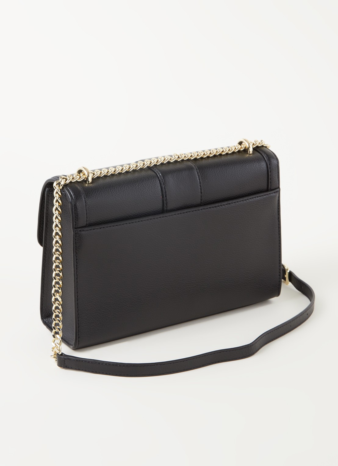 DKNY Pebble schoudertas van leer - achterkant 4 zwart