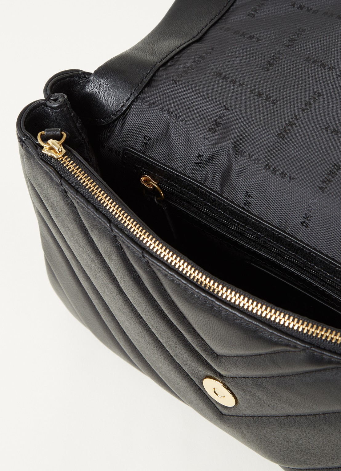 DKNY Vivian crossbodytas van leer - detail 4 zwart