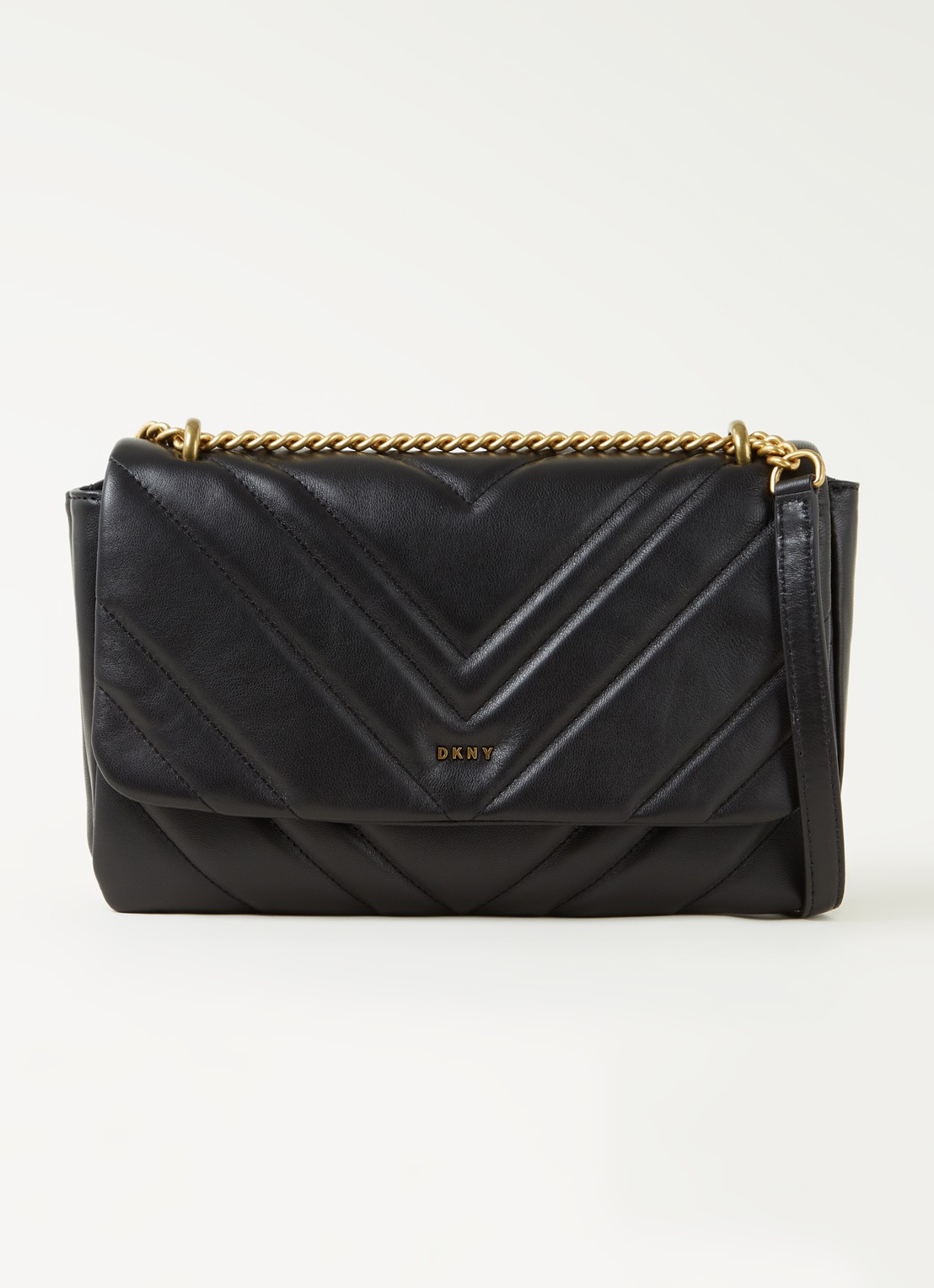 DKNY Vivian crossbodytas van leer - voorkant 2 zwart