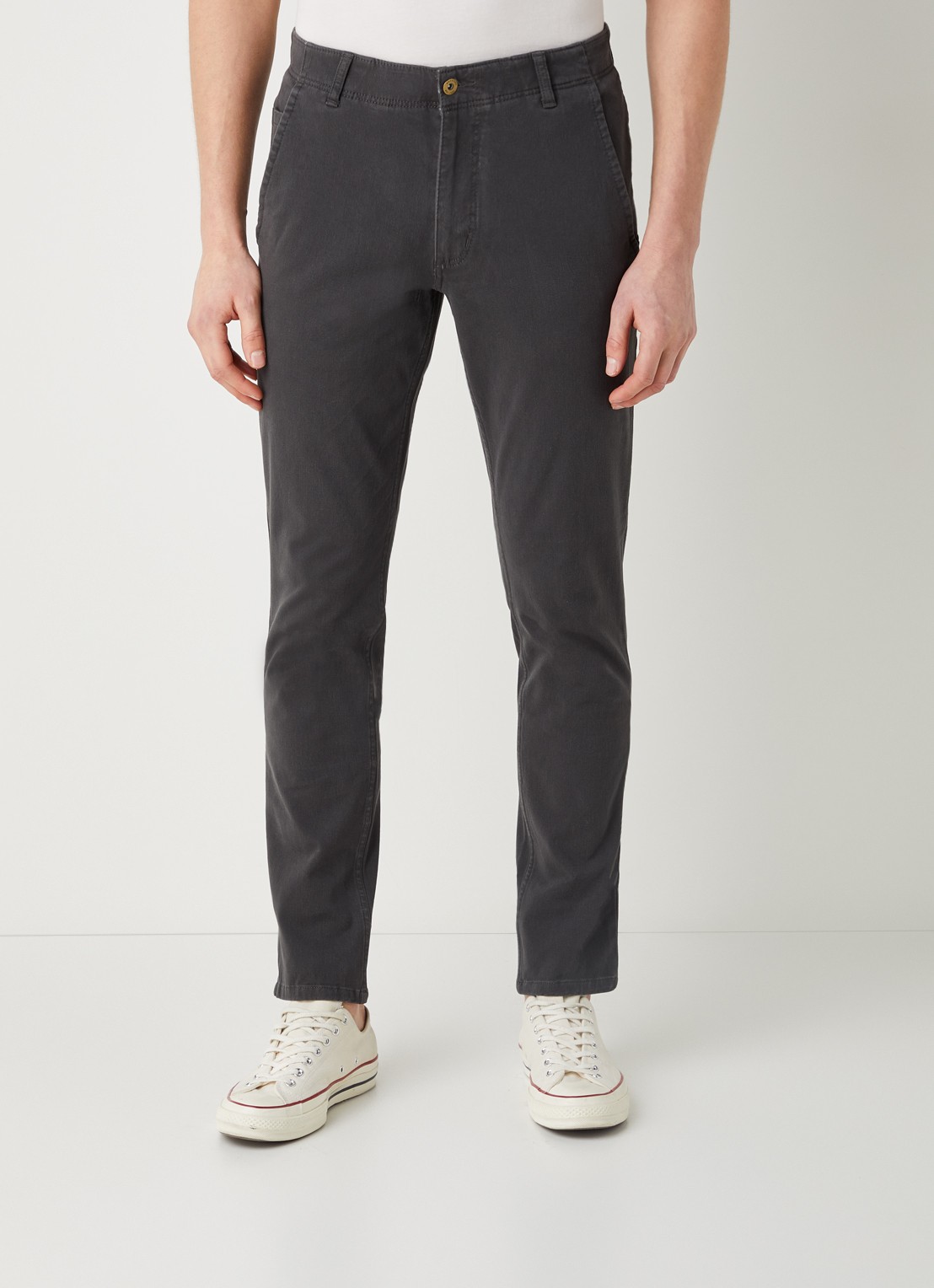 Dockers Alpha skinny fit chino met steekzakken  - detail antraciet