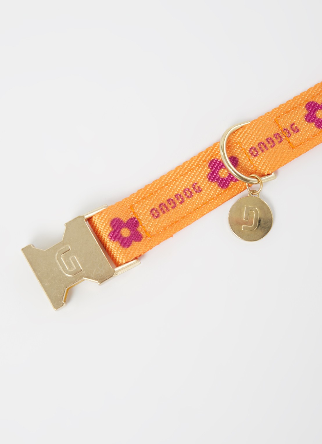 DOGGUO Flower collar M halsband voor honden 36 x 52 cm - voorkant 7 orange