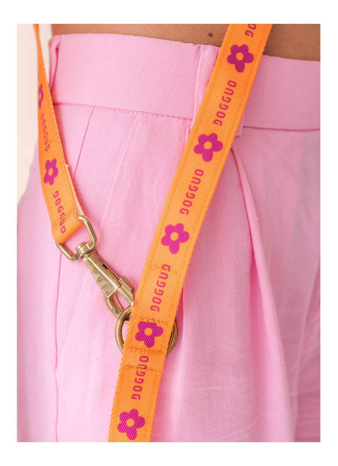 DOGGUO Flower leash hondenriem 200 cm - detail 4 orange