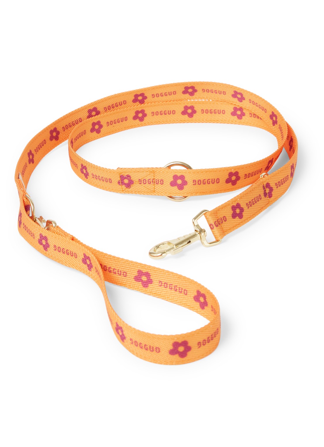 DOGGUO Flower leash hondenriem 200 cm - voorkant orange
