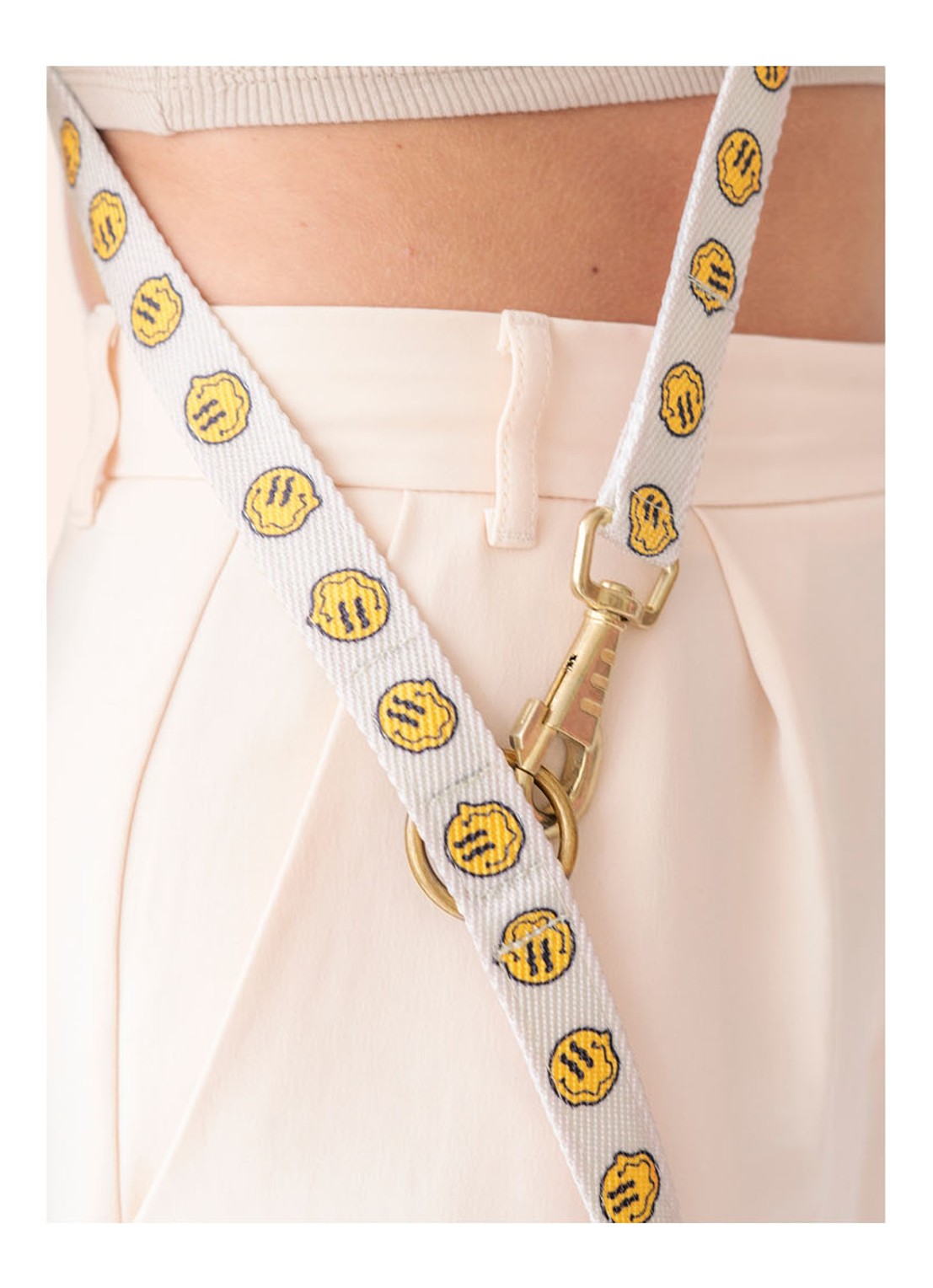 DOGGUO Smiley leash hondenriem 200 cm - detail 4 beige