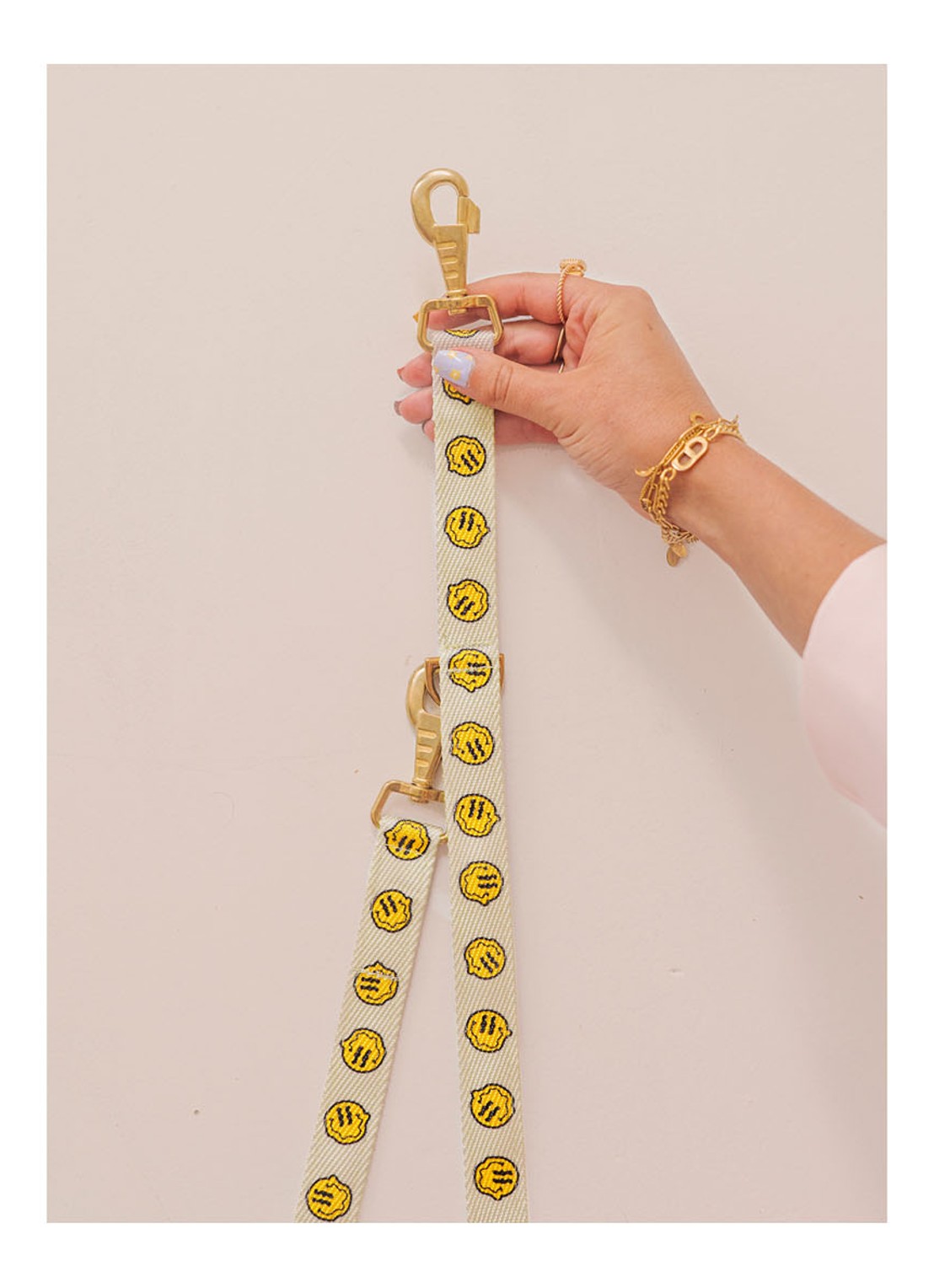 DOGGUO Smiley leash hondenriem 200 cm - detail 5 beige