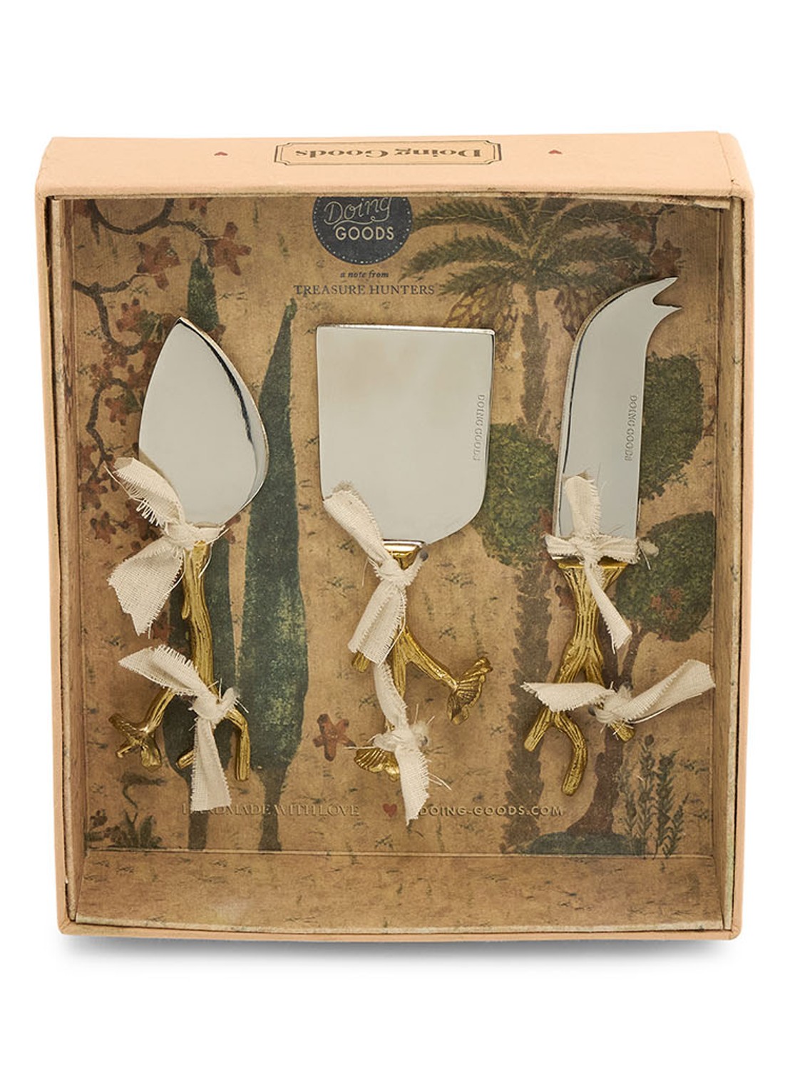 Doing Goods Ava Blossom kaasmes set van 3 in giftbox - achterkant brons