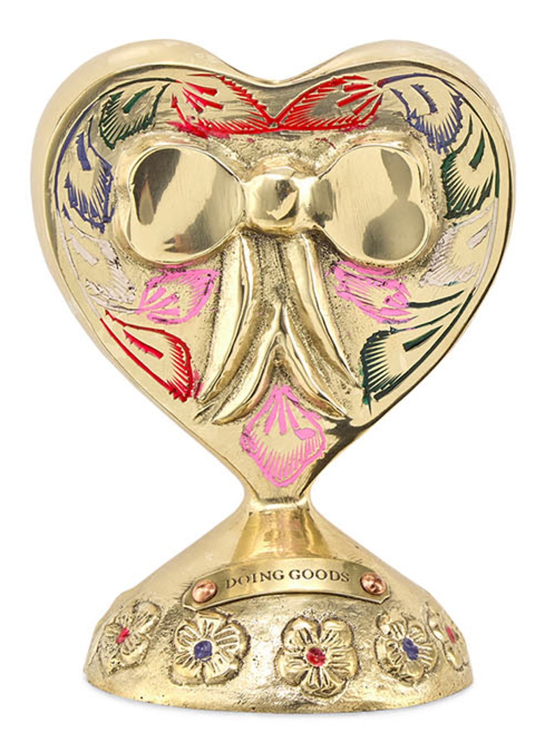 Doing Goods Bubbly Heart kandelaar 10 cm - voorkant brons