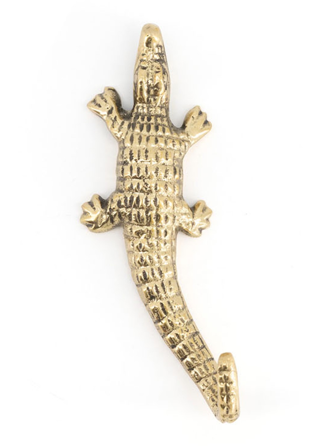 Doing Goods Chewy Crocodile Klein kapstokhaak 11 cm - voorkant messing