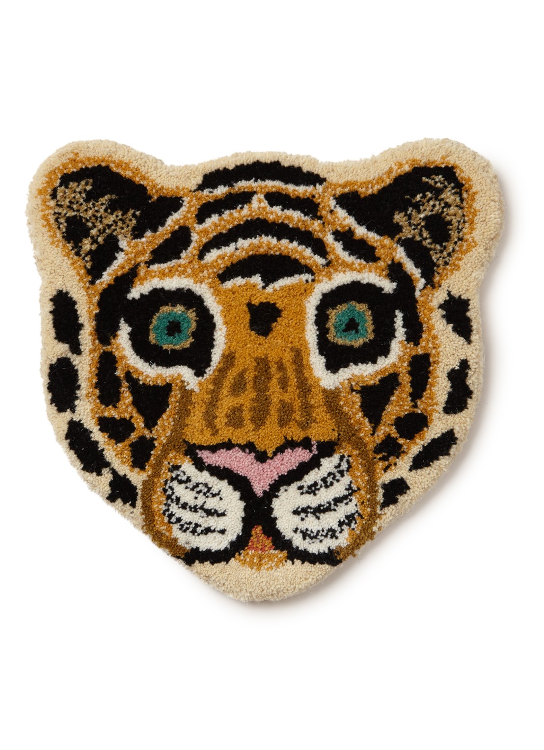 Doing Goods Cloudy Tiger Head voetenkleed 32 x 30 cm - voorkant orange