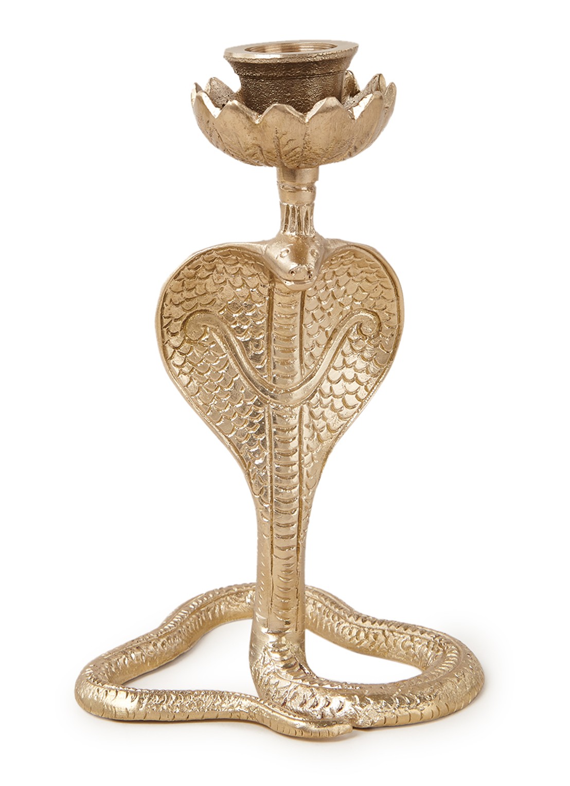 Doing Goods Dakota Snake kandelaar 16,5 cm - voorkant goud