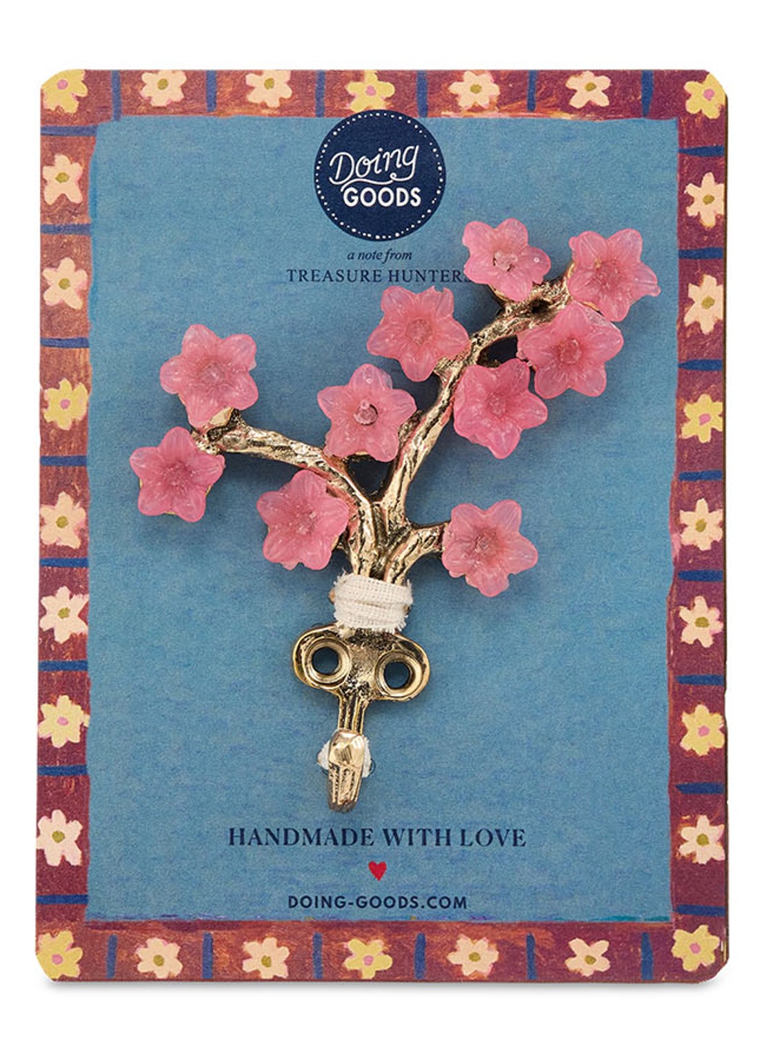 Doing Goods Elodie Flower wandhaak - achterkant brons