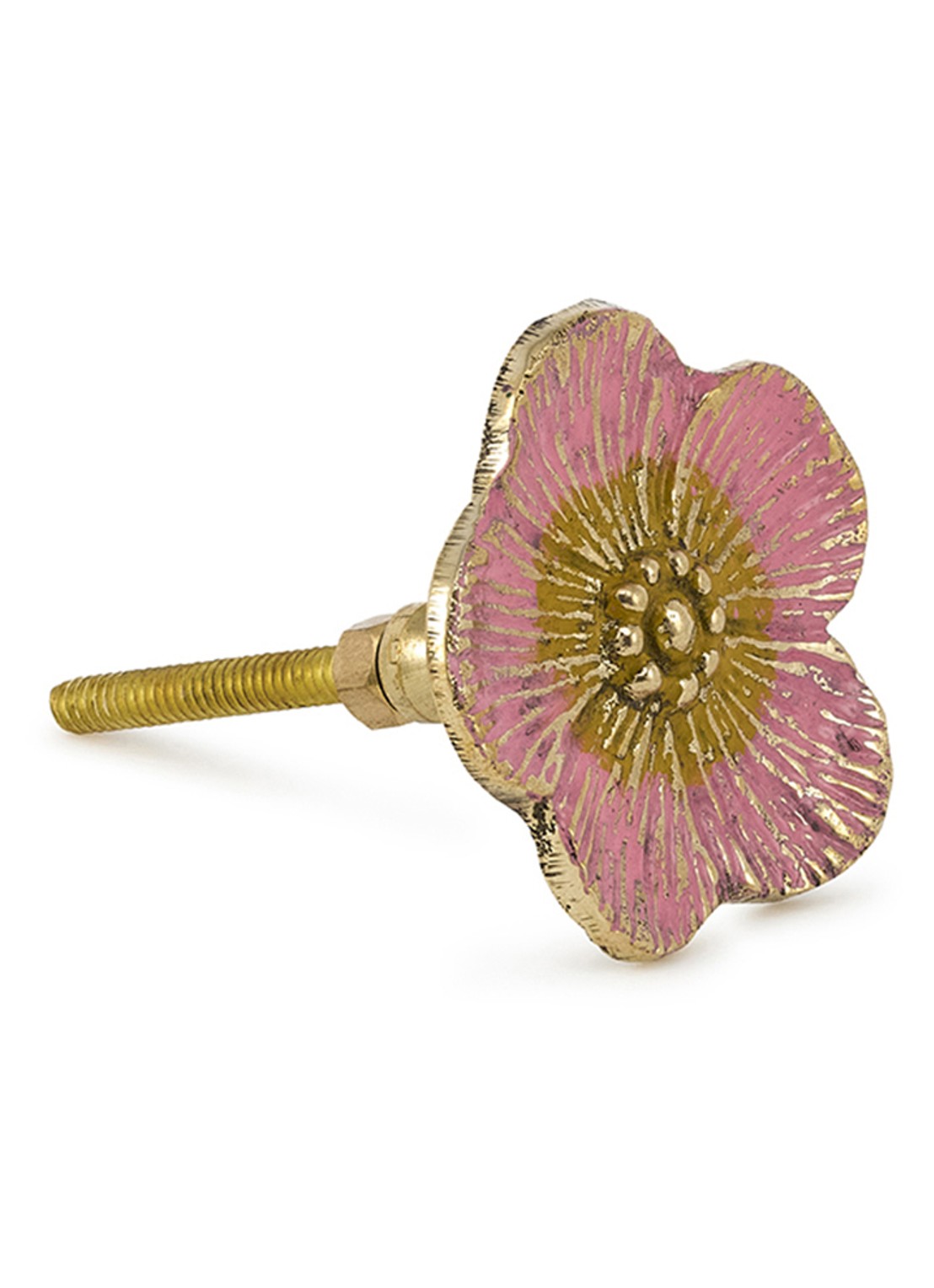 Doing Goods Faye Flower deur- en kastknop 5 cm - voorkant roze