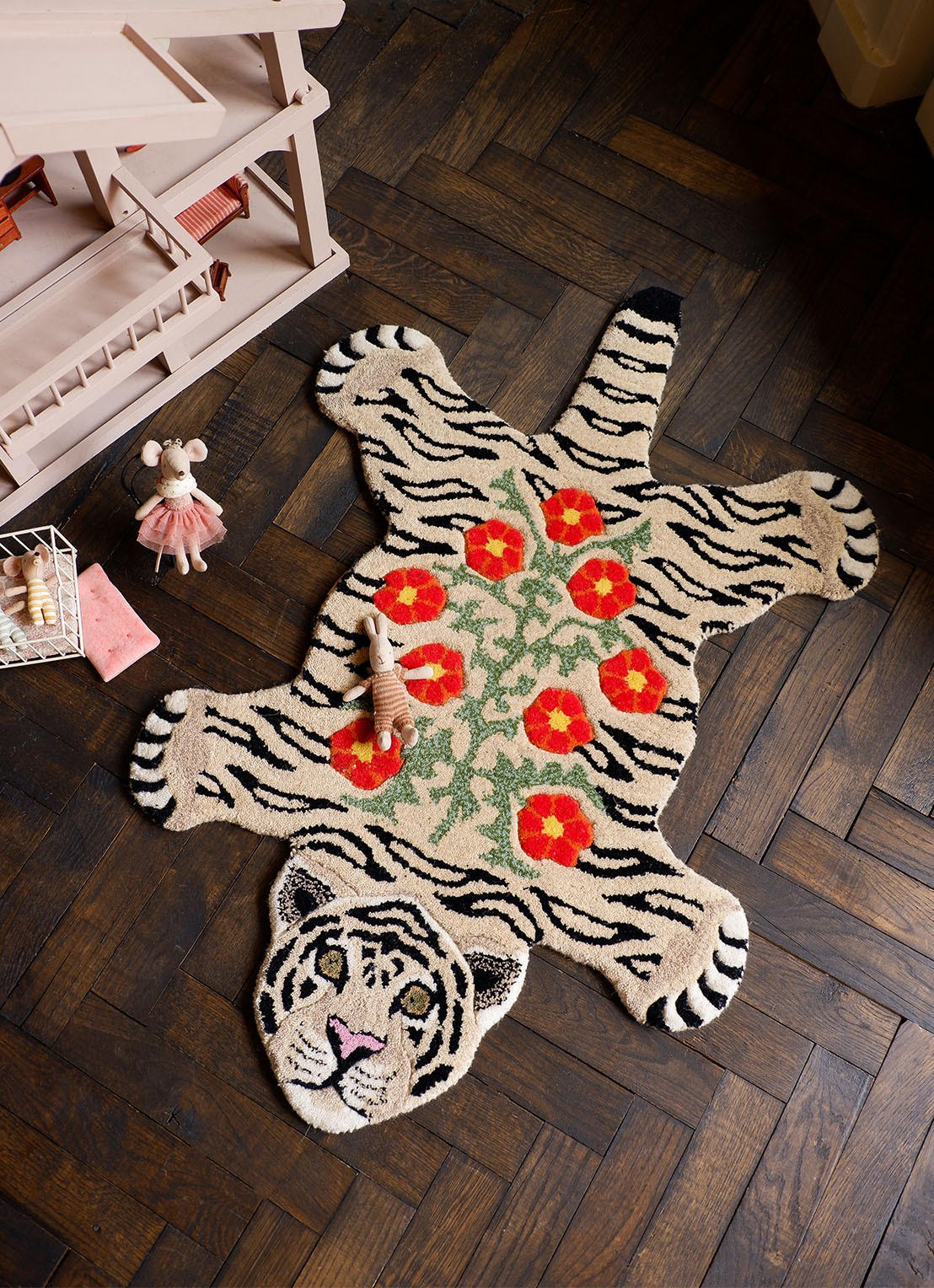 Doing Goods Floral White Tiger Rug Small vloerkleed 92 x 62 cm - detail 4 zand