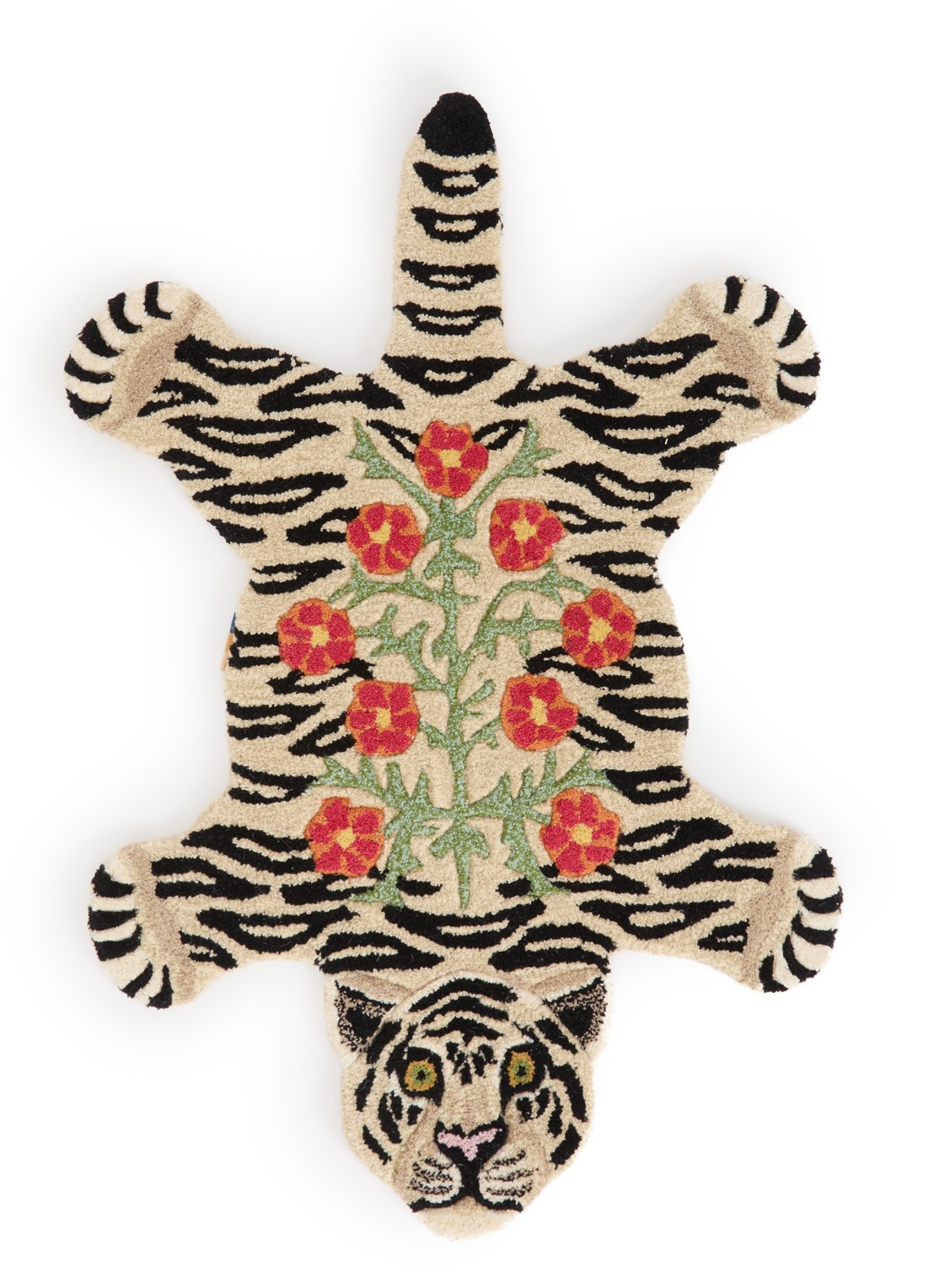 Doing Goods Floral White Tiger Rug Small vloerkleed 92 x 62 cm - voorkant zand