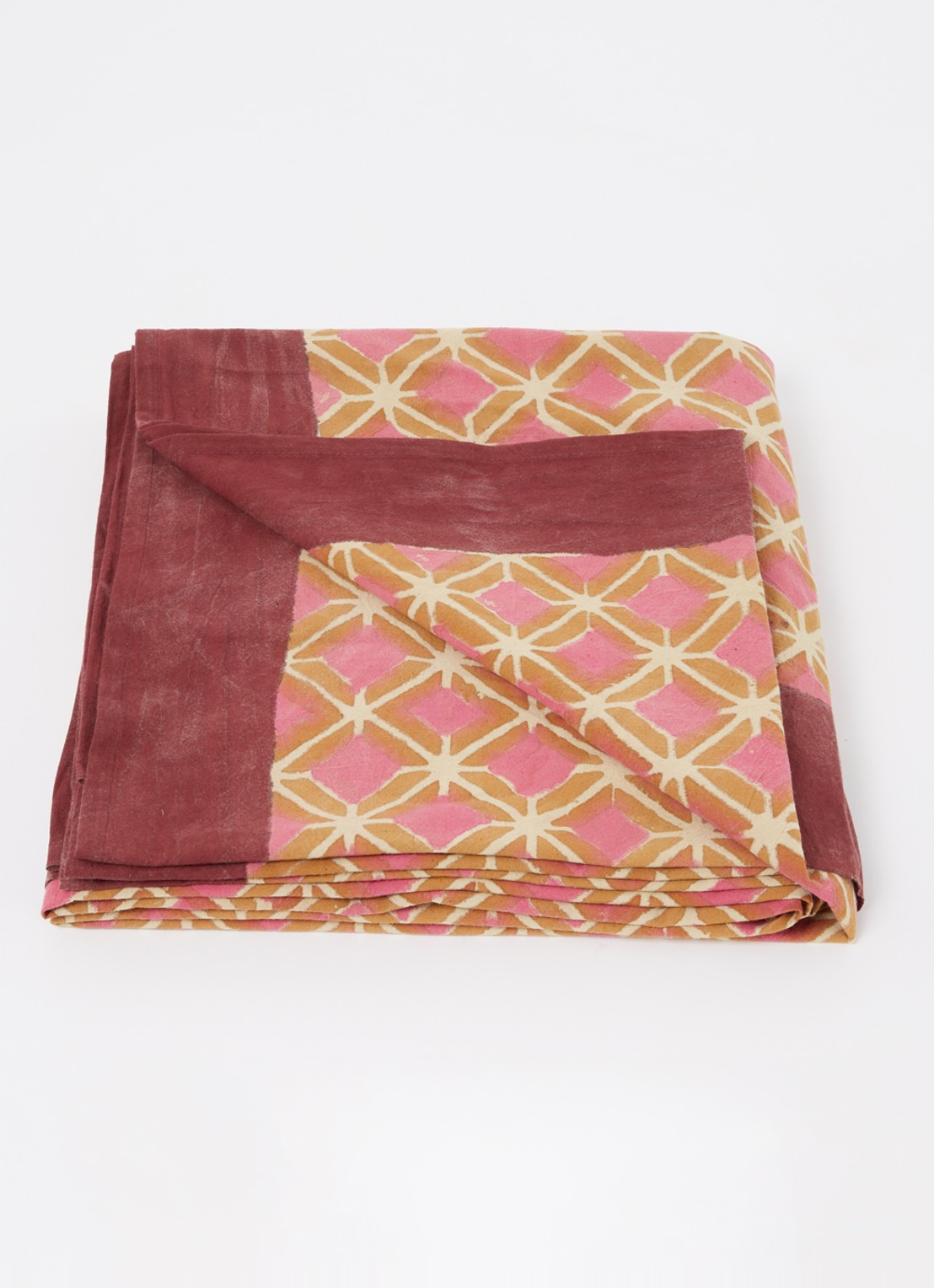Doing Goods Helena plaid van katoen 240 x 280 cm - voorkant 3 oranjebruin