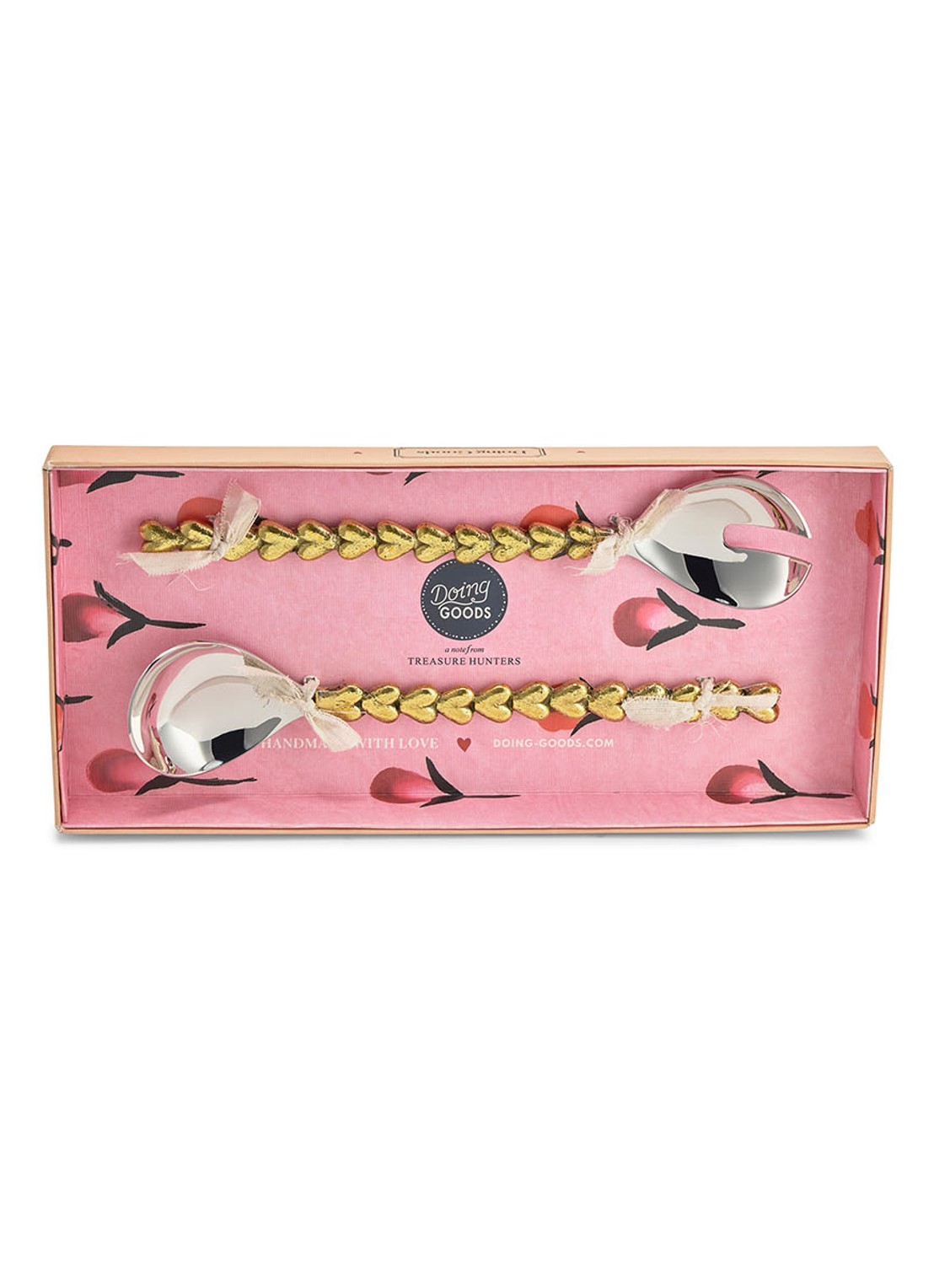 Doing Goods Holly Heart saladebestek in giftbox 2-delig - achterkant 4 brons