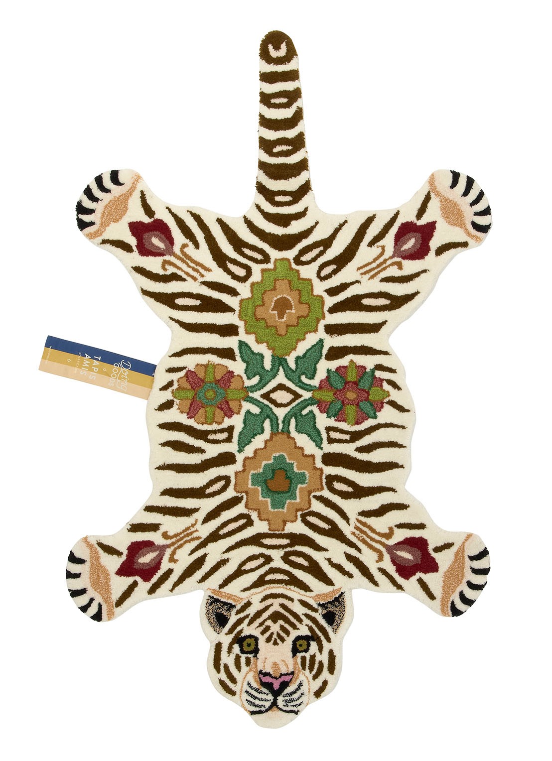Doing Goods Jill Tiger Large vloerkleed 150 x 90 cm  - voorkant beige