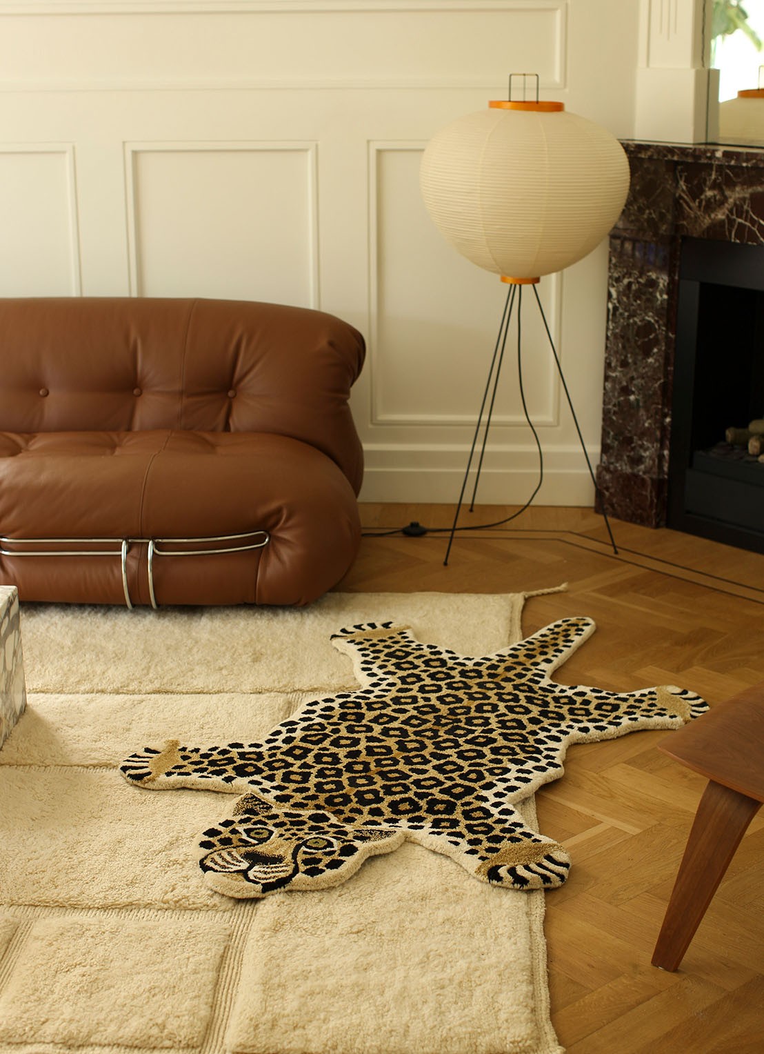 Doing Goods Loony Leopard vloerkleed 150 x 90 cm - voorkant 2 beige