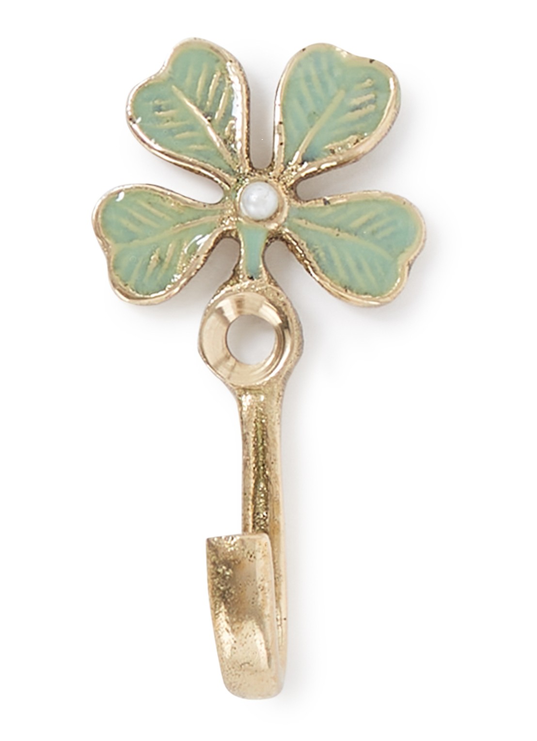 Doing Goods Lucky Clover Mini wandhaak 5,3 cm - voorkant goud