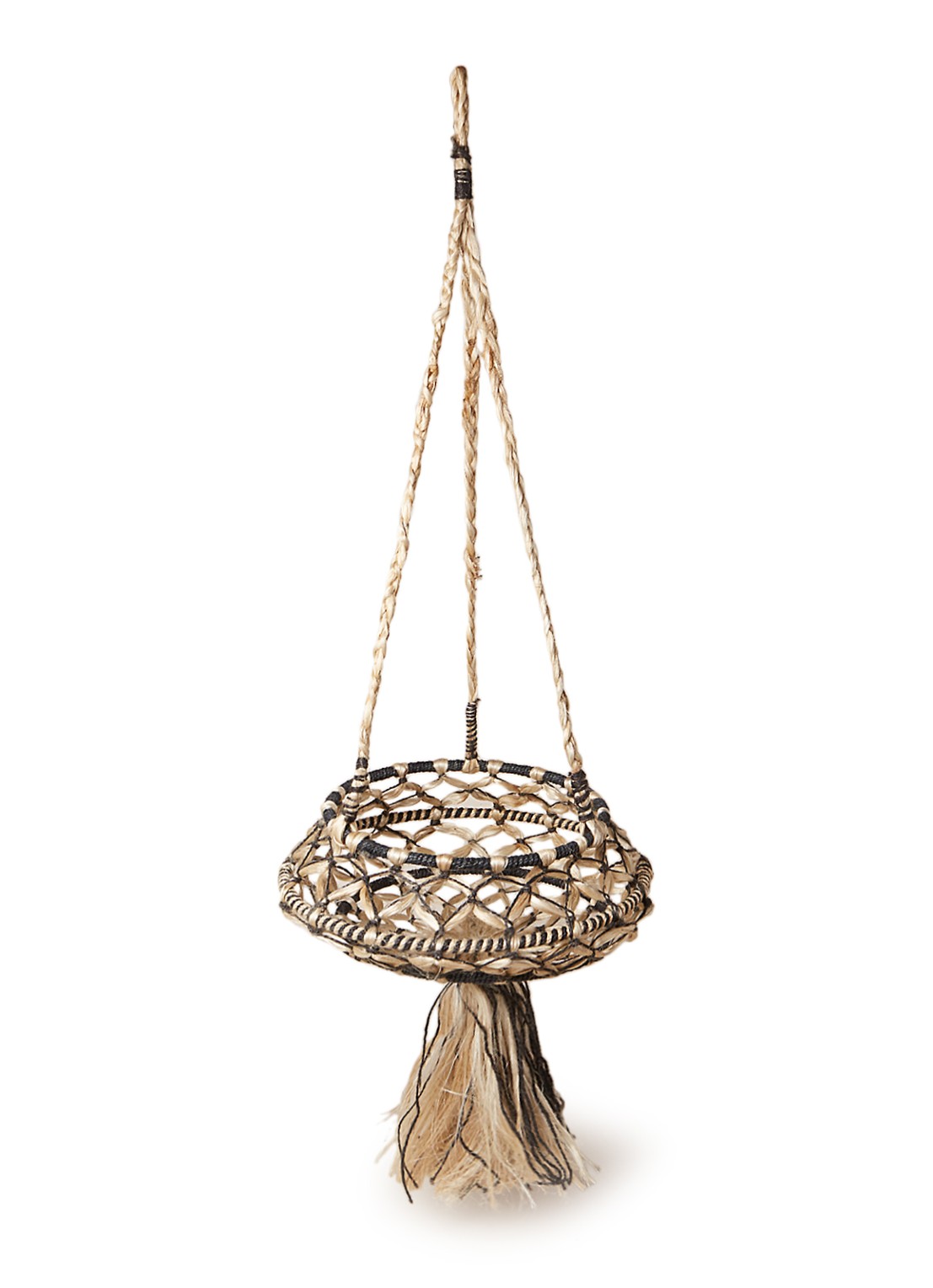Doing Goods Macramé large plantenhanger Ø27 cm - voorkant beige