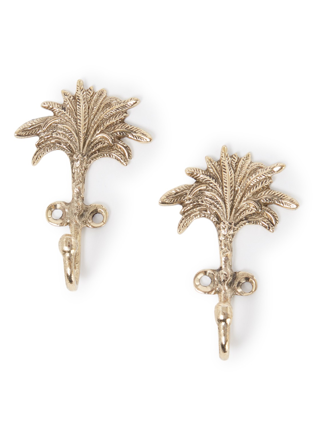 Doing Goods Marlin Palm wandhaak 7,5 cm set van 2 - voorkant goud